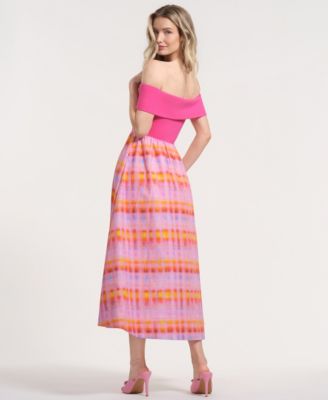 Women's Off-The-Shoulder Printed Maxi Dress