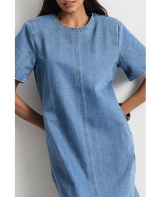 Women's Denim Side Split Midi Dress