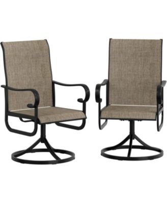 Set of 2 Patio Swivel Dining Chairs, 360degree(s) Swivel 15degree(s) Reclining, All-Weather Textilene for Lawn Garden Deck