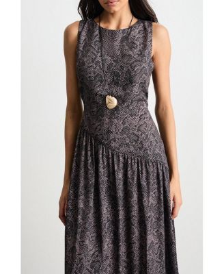 Women's Printed Chiffon Tiered Maxi Dress