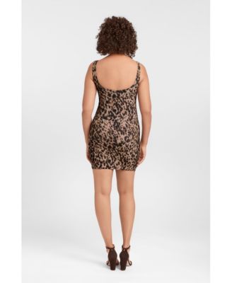 Women's Shirred Waist Square Neck Sculpting Tank Mini Dress with Built-In Shapewear