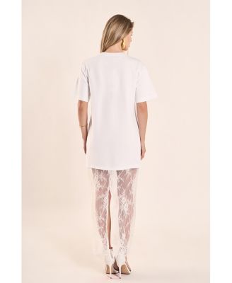 Women's Mixed Media Lace T-Shirt Dress