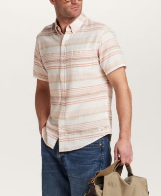 Men's Twill Stripe Short-Sleeve Button-Down Cotton Shirt