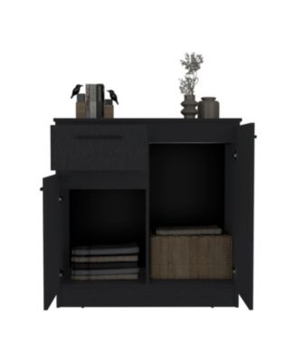 Premium Idaho Dresser with 2 Door Cabinets and 1 Drawer Black Finish Compact Storage Solution for Bedroom Living Room