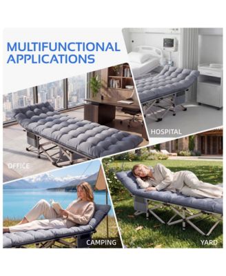 Folding Camping Cot with Removable Cotton Mattress for Office, Home and Beach, 600 lbs