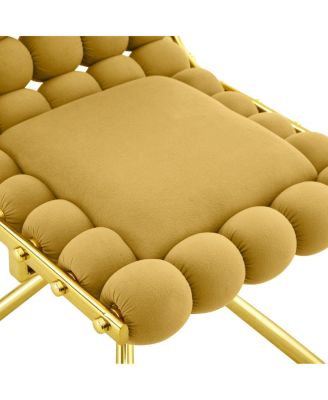 Streamdale Set of 2 Yellow Puffy Bubble Chair Ball Chain Chair Velvet Dining Chairs