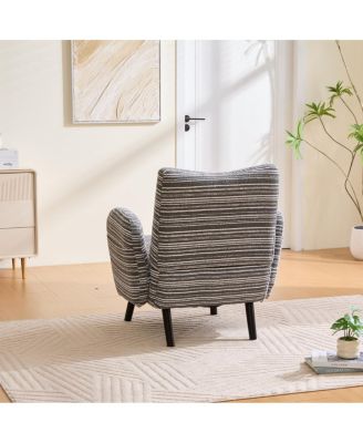 Modern armchair with fabric, storage, solid wood legs, reading chair