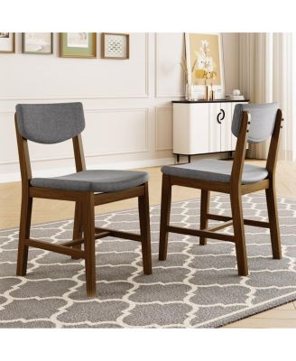  4-Piece Rustic Farmhouse Dining Chair - Solid Wood Fabric Cushion