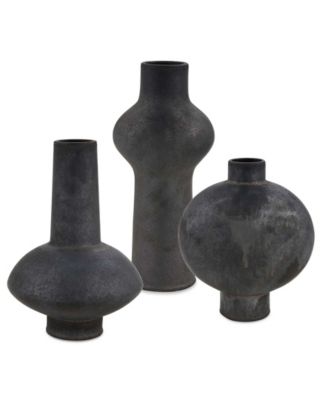 Charcoal Bloom Indoor-Outdoor Vases, Set of 3