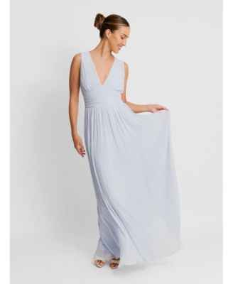 Women's Pleated Plunge Maxi Dress