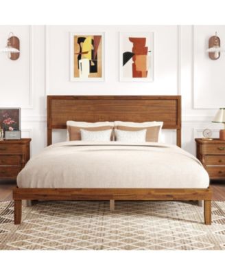 Platform Bed Frame with Headboard and Wooden Slat Support