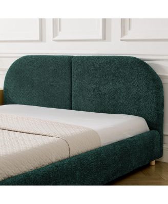 Modern Queen Green Fabric Bed with Headboard