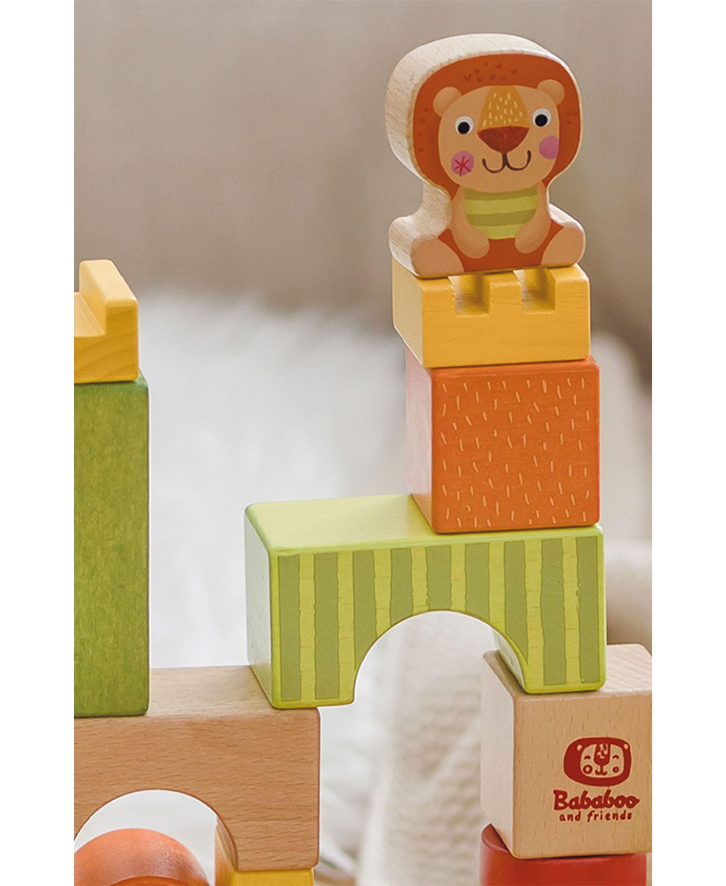 Детские конструкторы Bababoo and friends Lion Bababoo 26-Piece Wooden Colorful Building Blocks, Ages 12 Months+ — фото 3