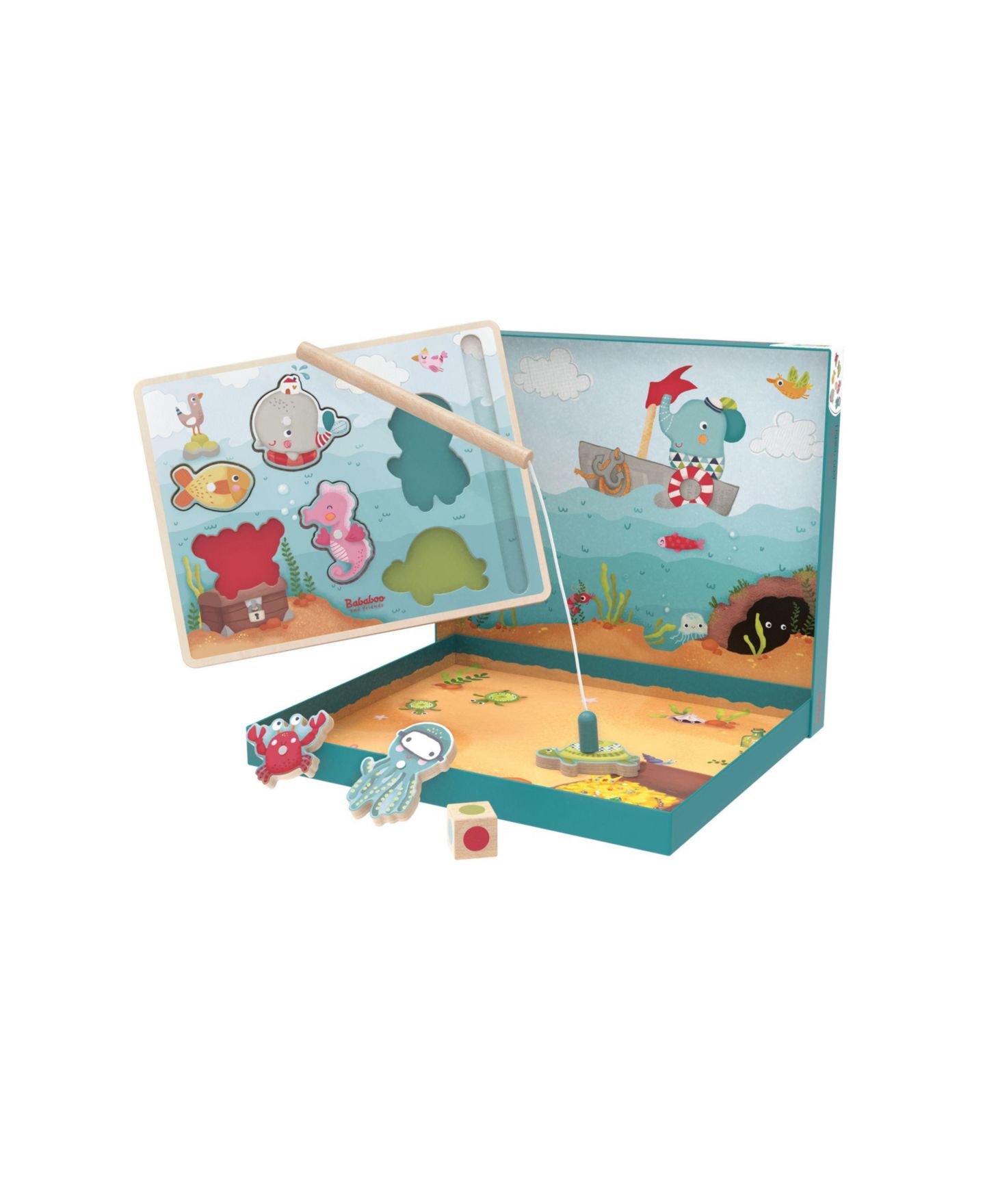 Детский пазл Bababoo and friends Wilma Whale Loves the Sea 9-Piece Magnetic Fishing Game Puzzle, от 2 лет — фото 1