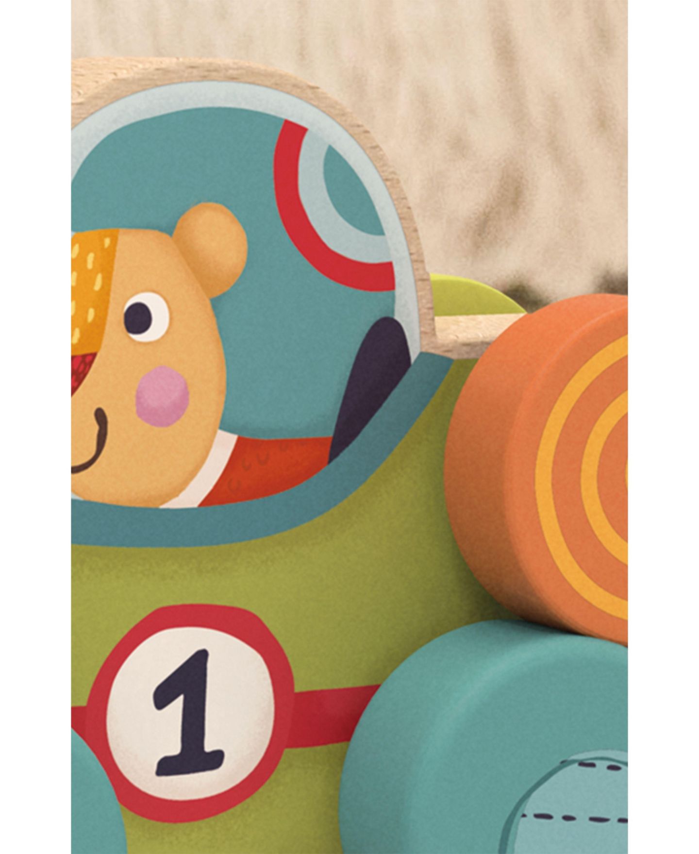 Детская игрушка Bababoo and friends Lion Wooden Push-Along Racecar Toy, цвет: Open Miscellaneous — фото 4