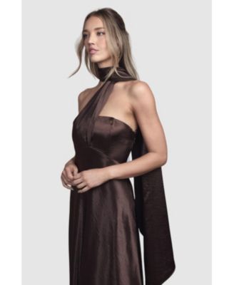Women's Satin Scarf Detail Maxi Bridesmaid Dress