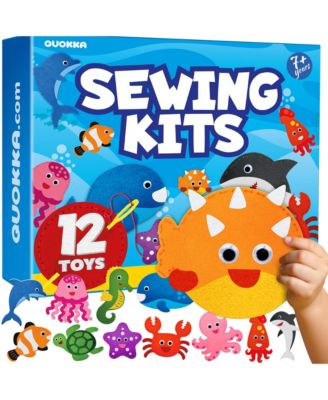 Kids Crafts Ages 4-8 DIY Beginner Needle and Thread Kit - 12 Sewing Kit Basic