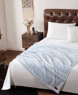 Western Horse Stripe Printed Plush Throw, 70" X 50"