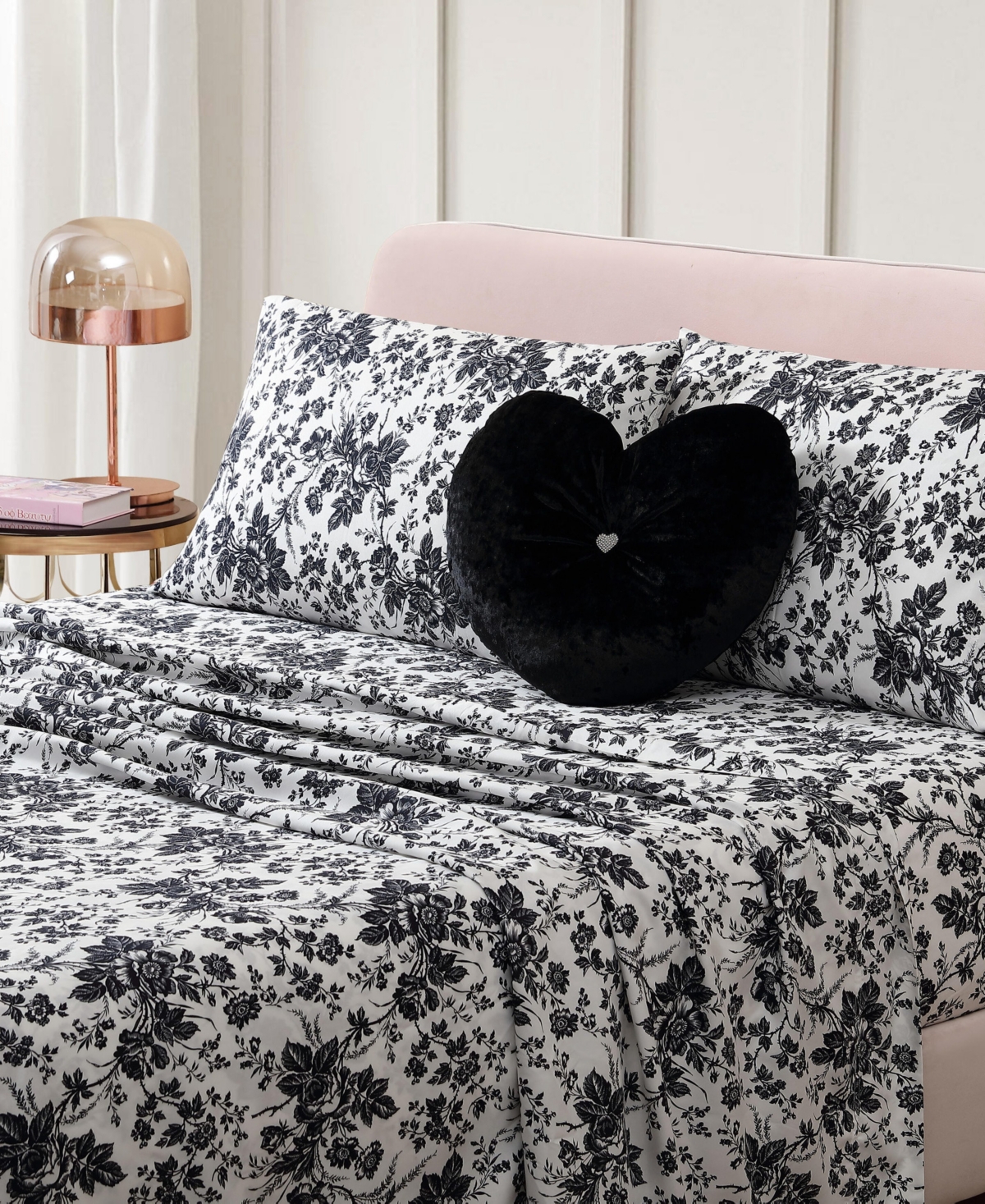 Betsey Johnson Velvet Heart Novelty Decorative Pillow, 18" X 18"