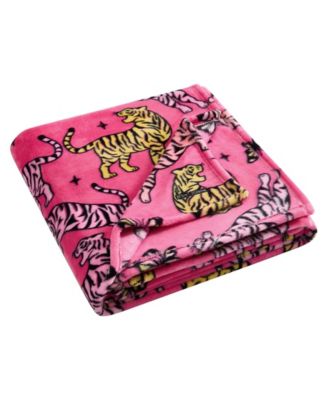 Butterfly Tiger Printed Plush Throw, 70" X 50"
