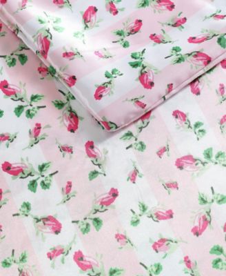 Rose Stripe Satin 3-Pc. Duvet Cover Set, Full/Queen