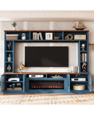  Entertainment Center with Bookshelves & Electric Fireplace for TVs up to 80