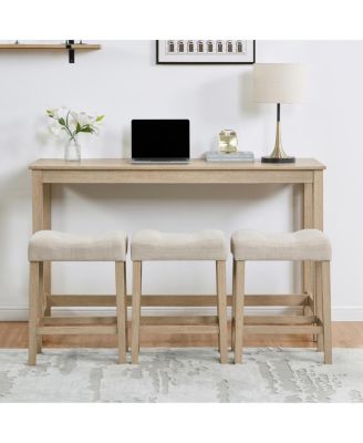 Streamdale 4-Piece Bar Table Set with Power Outlet & 3 Padded Stools