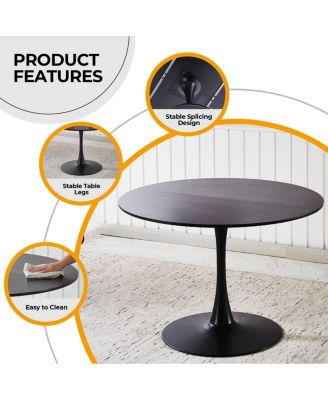 Streamdale 42.1" Black Tulip Dining Table (Seats 4-6) - Round MDF Top, Pedestal Base