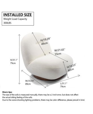 Luxury Modern Swivel Accent Chair, Boucle Rotating Sofa Chair, Minimalist Cloud Chair