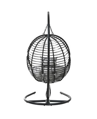 Folding Egg Chair with Stand, Indoor/Outdoor Wicker Hammock Swing Chair