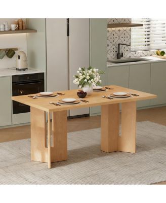 Farmhouse Wood Dining Table, 60" Rectangular Dining Table