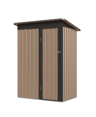 4.27FT x2.42FT Metal Garden Shed 5 X 3 FT Pent Roof with Hinge Door