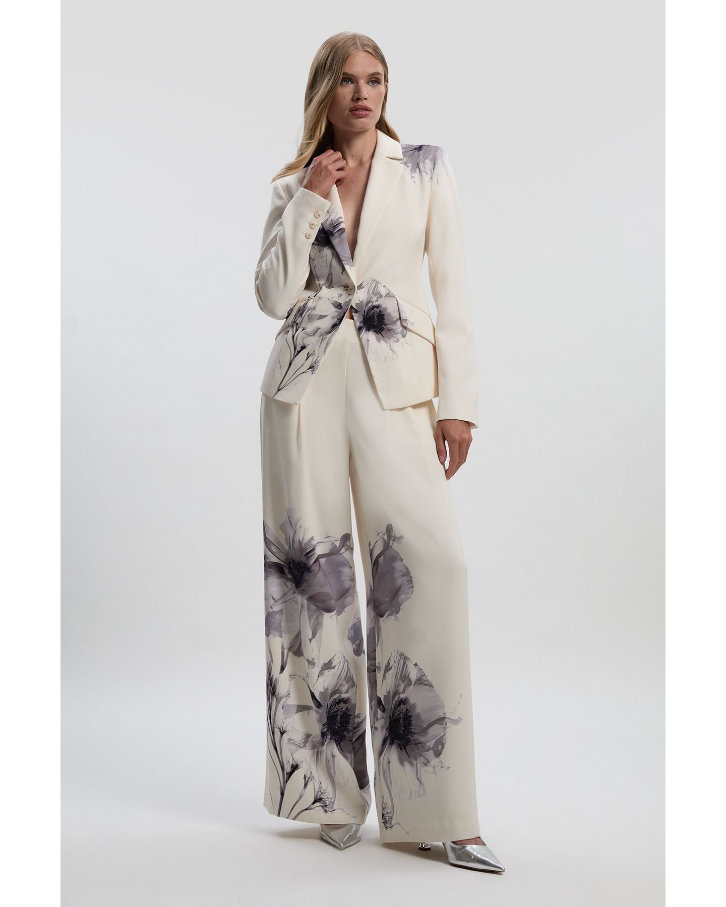 Женский пиджак Karen Millen Floral Crepe Single Breasted Blazer, цвет: Разноцветный — фото 4