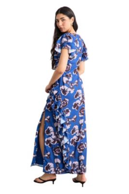 Women's Side Split Ruffle Detail Maxi Dress