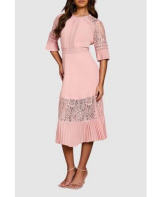 Women's Lace Insert Midi Dress