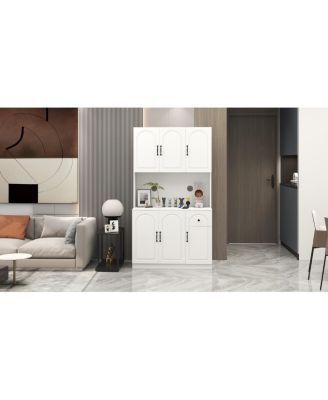 Kitchen Pantry Storage Cabinet with Microwave Oven Countertop