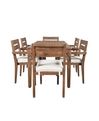 Acacia Wood Outdoor Dining Set with Cushions - 7 Pieces