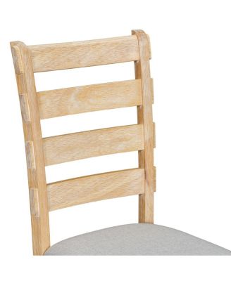 6 Piece Rubberwood Wood Grain Tabletop & Soft Cushion Dining Set