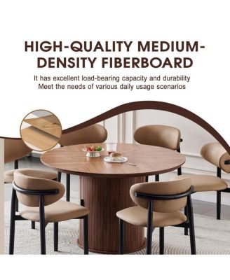 Round Dining Table with Two Layers of Storage Shelves