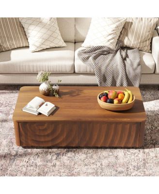 Streamdale 47" Walnut Mid-Century Farmhouse Coffee Table with Storage & 2 Drawers