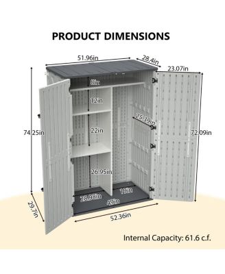 Rust Proof Resin Garden Storage with Partitions - Weatherproof, Spacious, UV Resistant