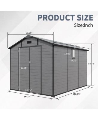 Streamdale 8x10 FT Plastic Outdoor Storage Shed - Lockable Resin Tool Shed