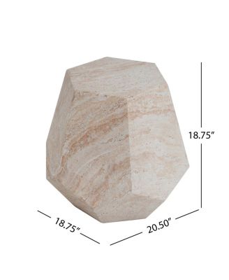 Lightweight Concrete/Travertine Hexagonal Side Table
