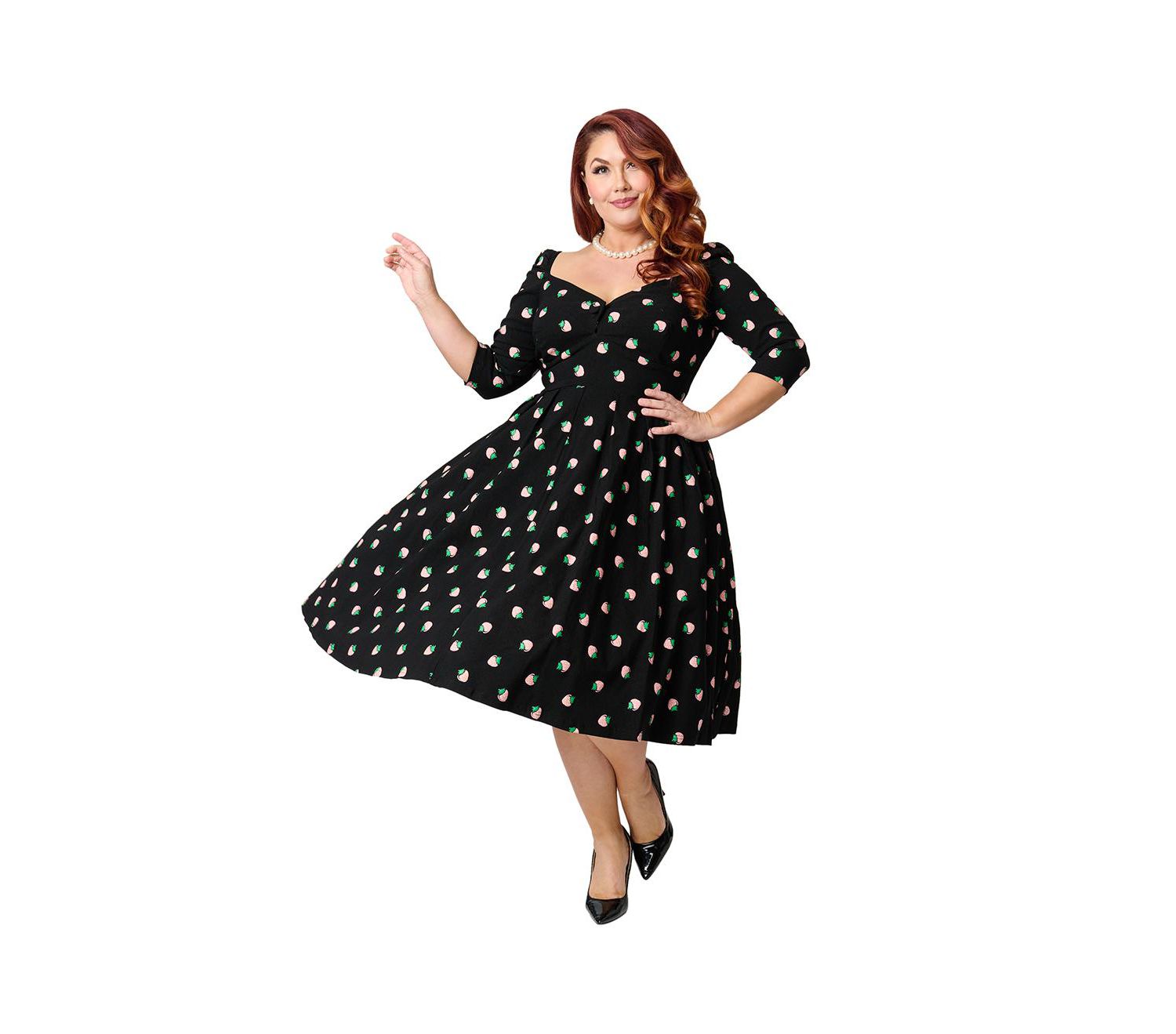 Plus Size Woven Sweetheart Neckline Lamar Swing Dress