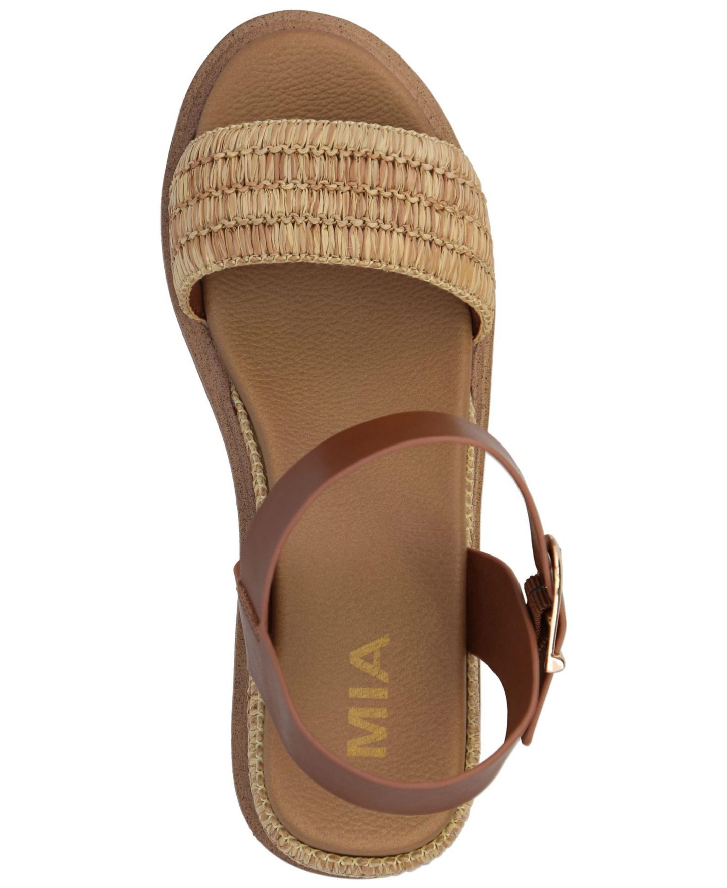 Женские сандалии MIA Odalys Raffia Platform Wedge, цвет: Коньячный / Натуральный — фото 4