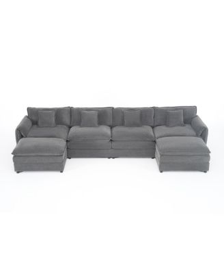 Modular Sectional Sofa, Oversized Deep Seat U Shaped Couch Set, 4-Seater