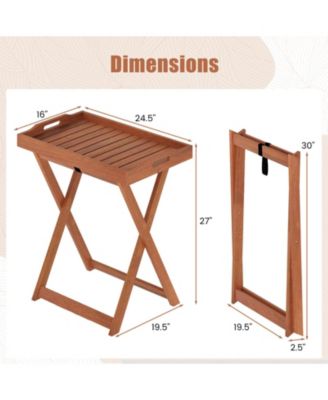 Patio Solid Wood Tray Table w/ Removable Top Rectangular TV Tray Bistro Table
