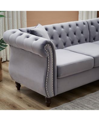 83.5" Oversized L-Shaped Sectional Sofa, 5-Seater Couch with 3 Pillows