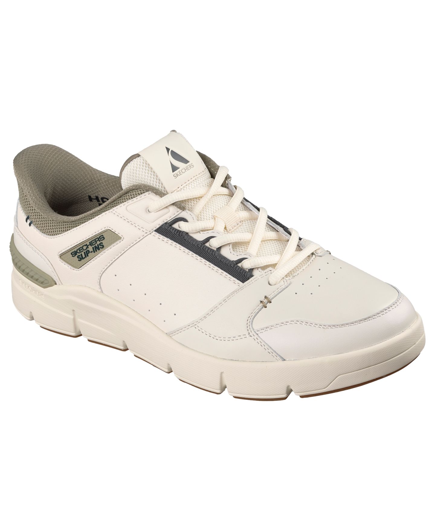 Мужские кроссовки Skechers Slip-Ins: Stryde Cup - Roades Court Casual, цвет: Натуральный / Зелёный — фото 1