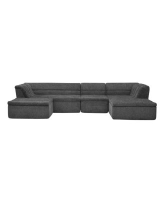 135" U-Shaped Modular Sectional Sofa with Chaise and Movable Ottoman